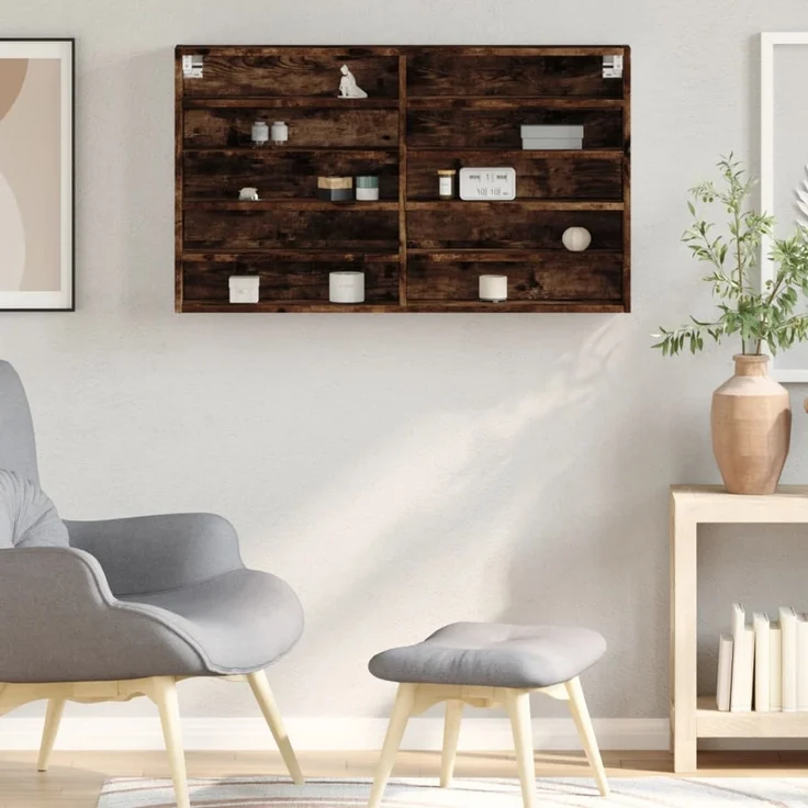 vidaXL Vitrinenschrank Räuchereiche 100x15x58 cm Holzwerkstoff 847930 – Bild 3