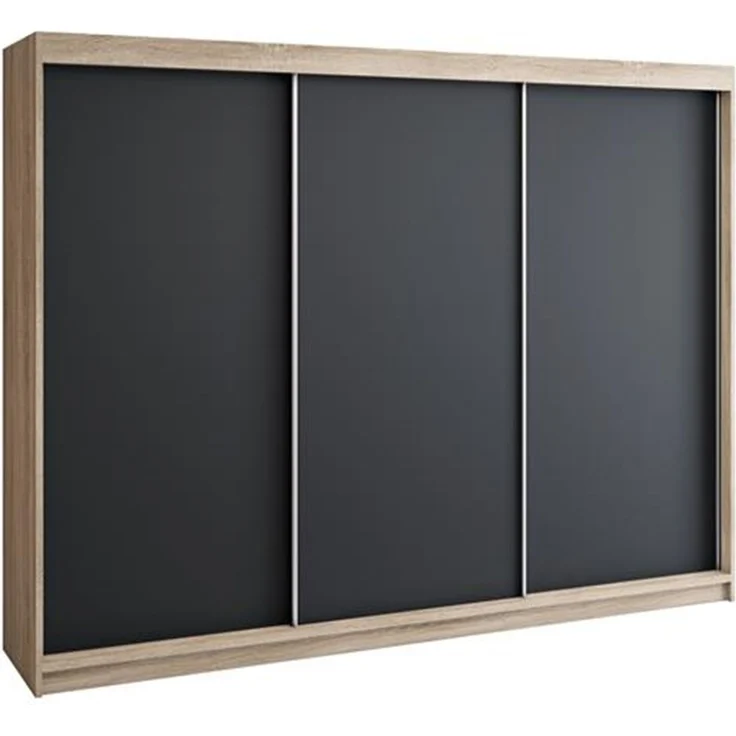 Schwebetürenschrank MERO 3-türig Schrank 200 cm Farbe: Sonoma , schwarz – Bild 1
