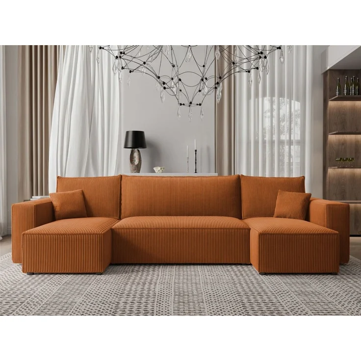 Wohnlandschaft Sofa mit Schlaffunktion ADARA in Stoff Poso Rostbraun – Bild 1