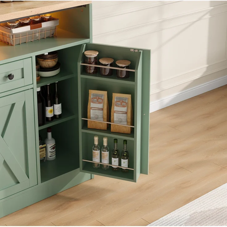 Sideboard 140 x 35 x 95 cm aus MDF mit Schublade, Türablagen und RGB-LED-Beleuchtung – Bild 10