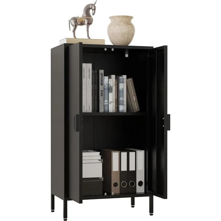 VCM Kommode Stahl Kommode Sideboard Schrank Drehtüren Flokas M