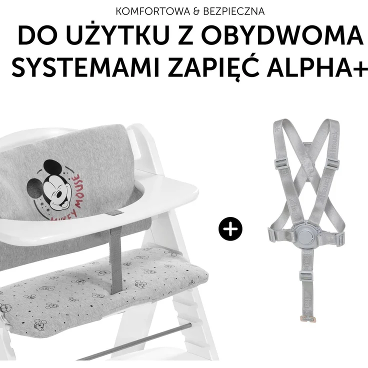Hauck Sitzkissen Holzhochstühle Highchair Pad Deluxe,Kompatibel Alpha+,Beta+Bauähnlichen Modellen,Maschinenwaschbar,Einfache Befestigung Klettverschlüssen,Mickey Mouse Grey,66778,Mickey Mouse Grau – Bild 4
