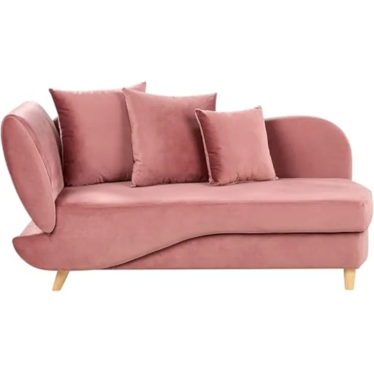Linksseitige Chaiselongue MERI Samtstoff Rosa mit Stauraum