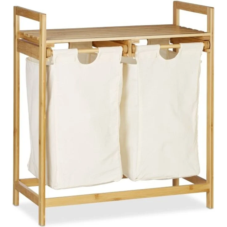 Wäschekorb Bambus 2 Fächer – Bild 10