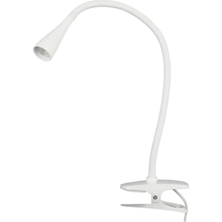 Lindby Klemmleuchte "Baris", Metall, weiß, 44 cm Höhe, LED, 3000K, mit Schalter