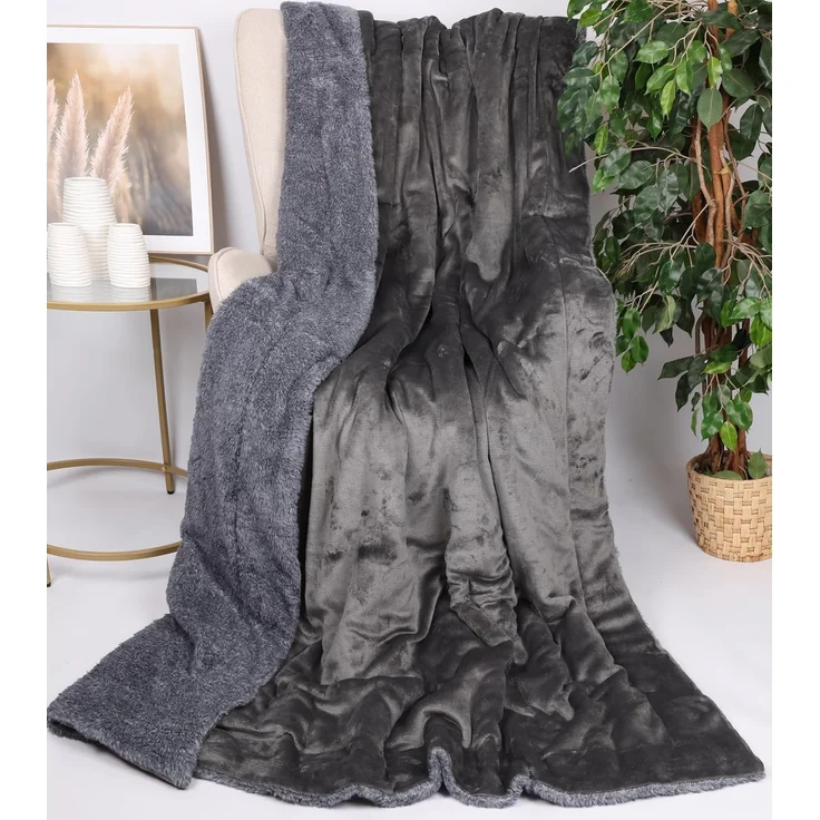 Wohndecke Luxus Kuscheldecke XXL TURIN Größe 150 cm x 200 cm Farbe grau, Betz – Bild 4