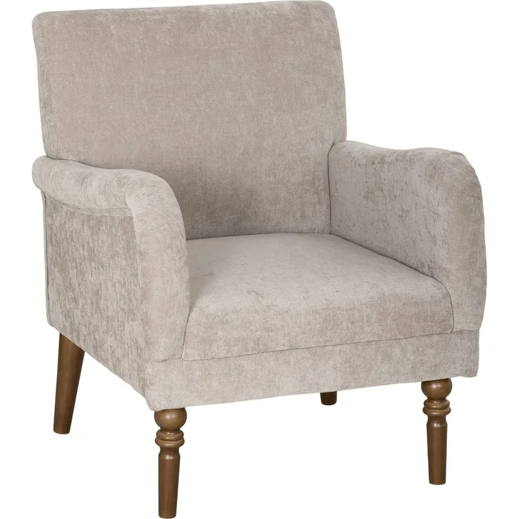 Wohnora-Lounge-Sessel, 1-Sitzer-Sofa mit hoher Rückenlehne, Armlehnen, breiter Sitzfläche, Beinen aus Gummibaumholz, Leinenbezug, grau,H 88cm x T 75cm x B 70cm