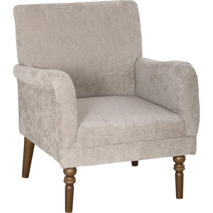 Wohnora-Lounge-Sessel, 1-Sitzer-Sofa mit hoher Rückenlehne, Armlehnen, breiter Sitzfläche, Beinen aus Gummibaumholz, Leinenbezug, grau,H 88cm x T 75cm x B 70cm – Bild 1