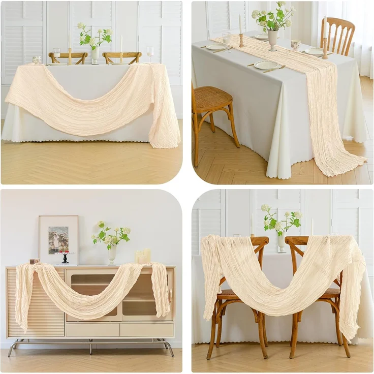 1 Stück – Tischläufer im böhmischen Stil, Käsetuch, 35x120 Zoll, Deko für Feiern, Beige – Bild 6