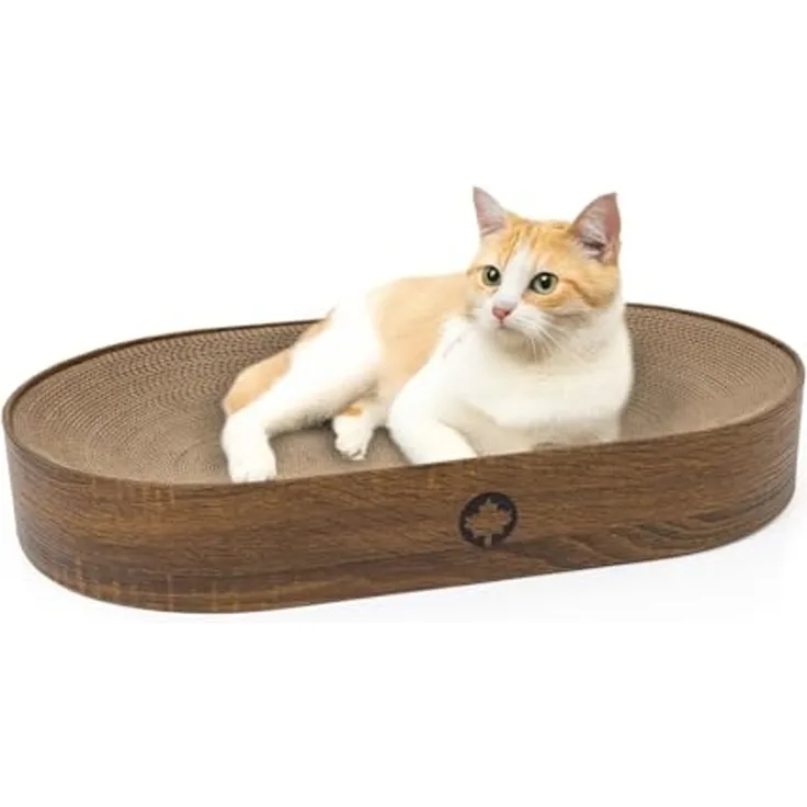 Canadian Cat Company Kratzbrett Apollo, Katzenbett aus Wellpappe, walnuss, ca. 63 x 35 x 10 cm