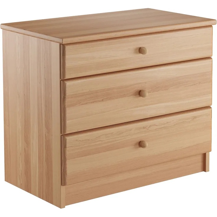 Erst-Holz Buche Massiv Nachtkonsole für erhöhte Seniorenbetten mit 3 Schubläden