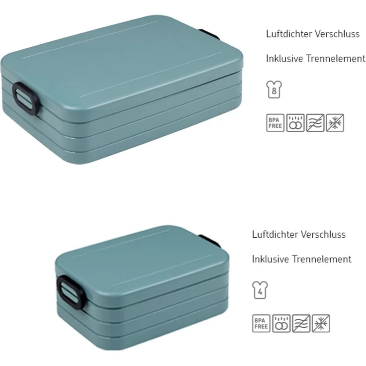 Mepal | Take a Break Duo Pack | Brotdose To Go | Lunchboxen für 2 bis 4 Sandwiches oder 4 bis 8 Brotscheiben | ideal für Meal Prep | Essenbox mit Unterteilung | Vivid mauve – Bild 3