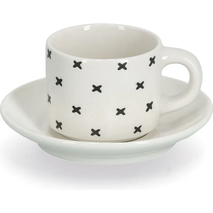 ZELLER 26537 Espresso-Set SCHWARZ/WEISS, 8-tlg, Porzellan – Bild 2