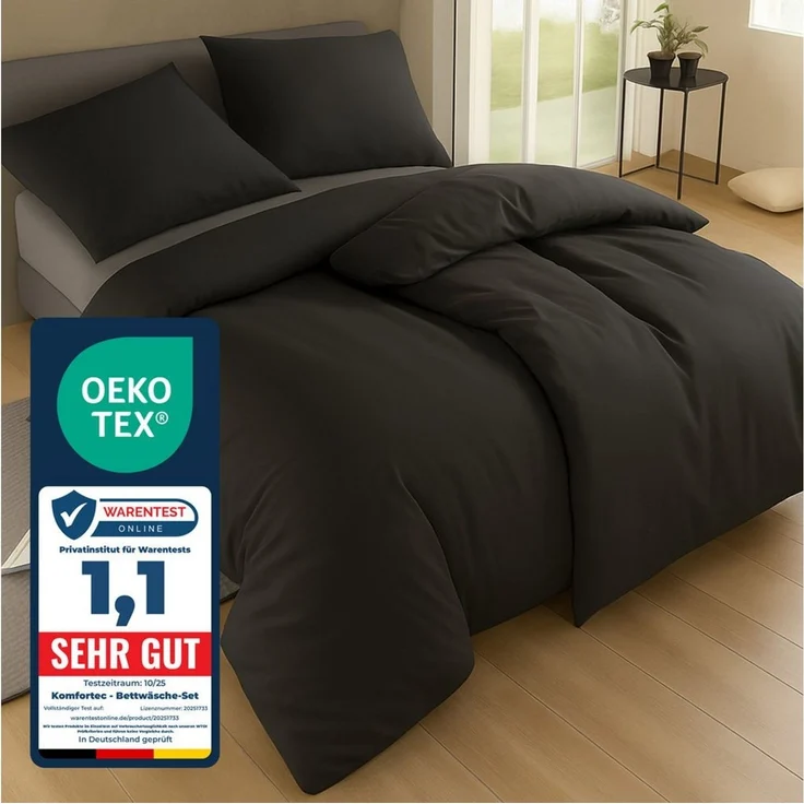 Komfortec Bettwäsche Premium, 135 x 200 bis 220 x 240 cm, 6 verschiedene Größen zur Auswahl, gebürstet 100% Mikrofaser, 4 teilig, Superweiches Bettwäsche-Set, Knitterfrei, Atmungsaktiv – Bild 1
