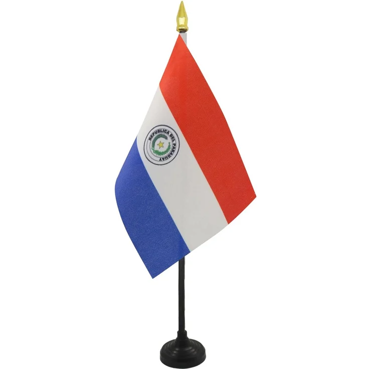 AZ FLAG - Tischflagge Paraguay - 15x10 cm Goldene Splitze - Republik Paraguay Tischfahne 10x15 Cm - Flaggen