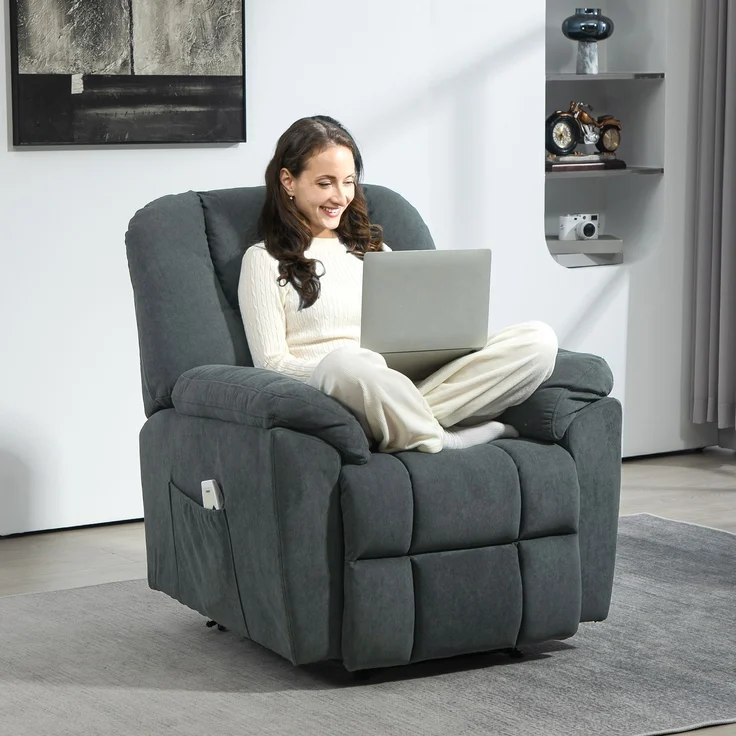 MELAYR, Elektrischer Relaxsessel mit Massage- und Wärme-Funktionen, 97 x 88 x 101 cm, Dunkelgrau – Bild 3