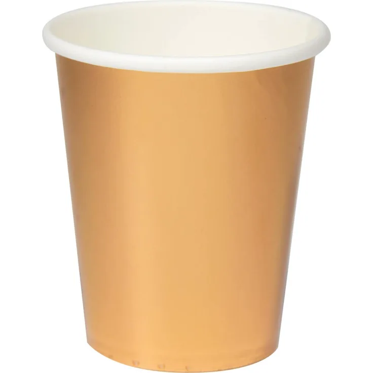 Roséfarbene Metallic Becher 350 ml - 8 Stück