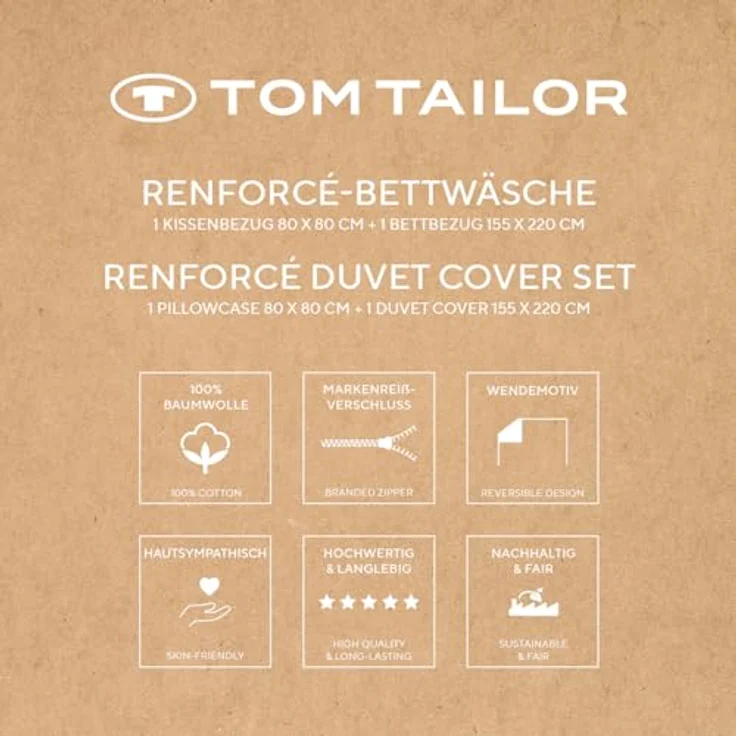 TOM TAILOR HOME Bettwäsche LARGE CHECK in Gr. 135x200cm oder 155x220cm, Renforcé, 2 teilig, new bedroom, gewebtes Label – Bild 7
