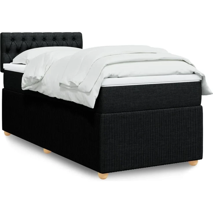 vidaXL Boxspringbett mit Matratze Schwarz 90x200 cm Stoff 3289648 – Bild 1