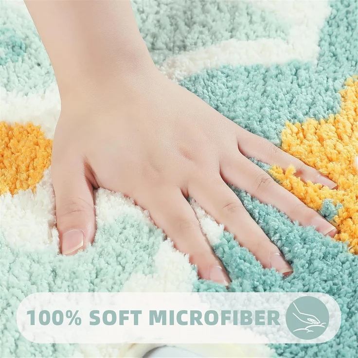 ABC Rutschfester Badteppich, weicher Mikrofaser-Badeteppich, geeignet für Badezimmer, Küchen, Schlafzimmer und Türen (doppeltes Blumenmuster, 50x80 cm), maschinenwaschbarer, saugfähiger Duschteppich – Bild 4