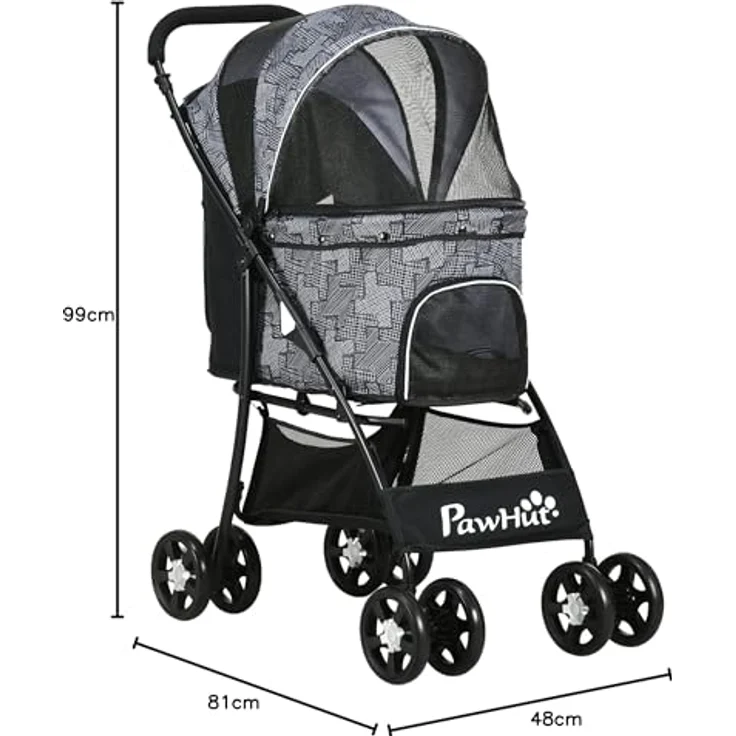 PawHut Hundebuggy Hundewagen, klappbar, 1 Korb, 1 Kissen, (1-tlg), Hundebuggy – Bild 11