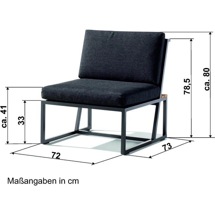 Sieger Havanna Mittelteil Sitzplatz für Loungegruppe, Aluminium Eisengrau, 72 x 78,5 x 73 – Bild 9