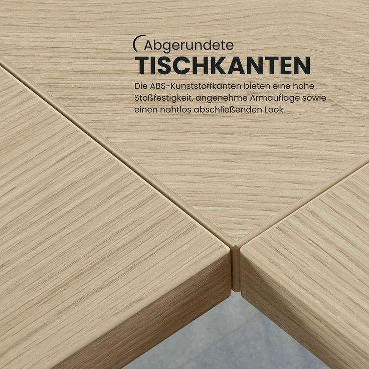 bümö höhenverstellbarer Schreibtisch R-Serie 140x80 cm in Eiche, Gestell in Graphit - PC Tisch klein für's Büro manuell höhenverstellbar, Computertisch verstellbar, RS-14-E-G – Bild 7