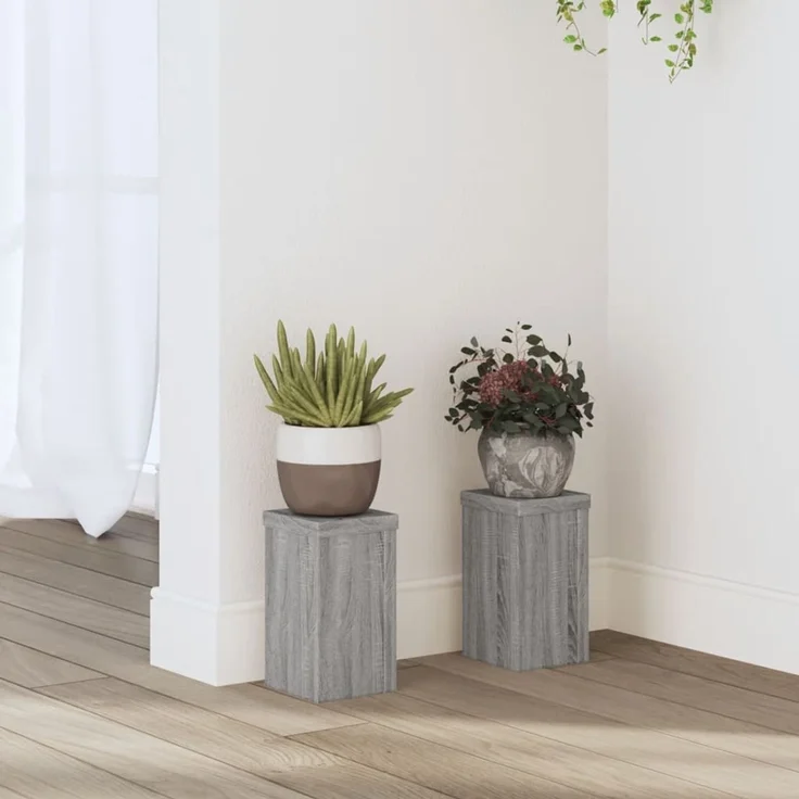 vidaXL Pflanzenständer 2 Stk. Grau Sonoma 10x10x18 cm Holzwerkstoff 852884 – Bild 1