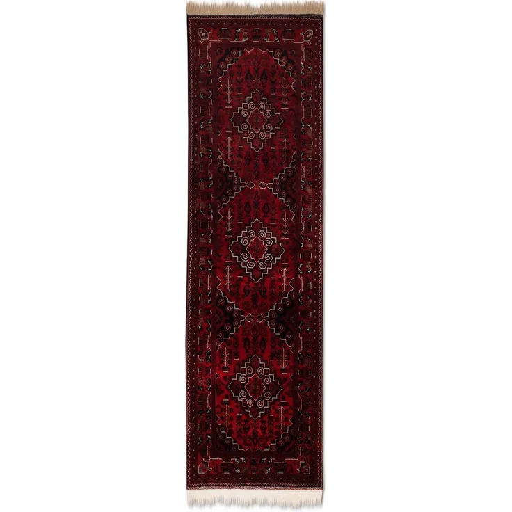 Morgenland Läufer Afghan - Kunduz - 286 x 81 cm - rot