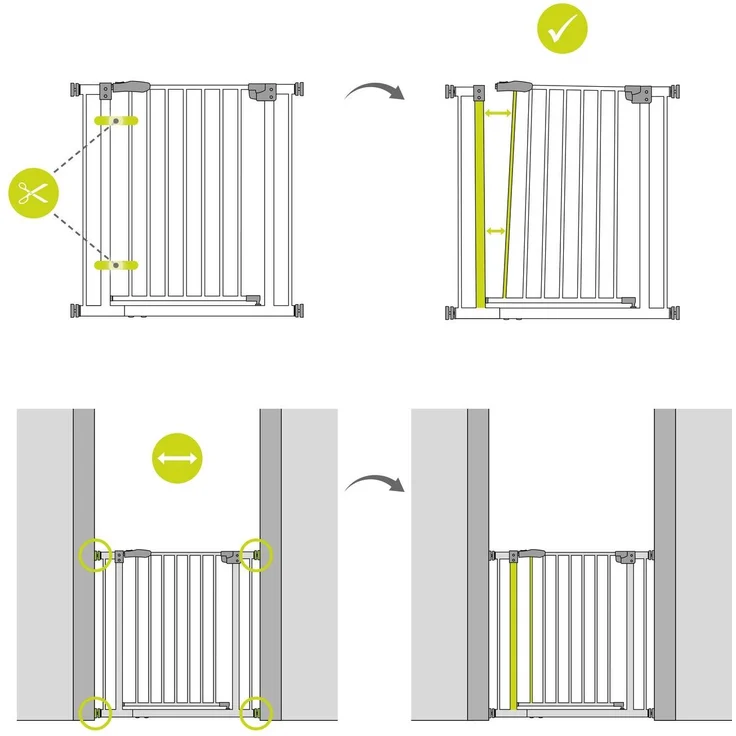 Hauck Autoclose'n Stop 2 Türschutz-/Treppengitter, Magnetverschluss, automatisch selbstschließend, Sichtindikator, beidseitig zu öffnen, 75-80 cm, bis 122 cm erweiterbar, ohne Bohren, Metall, weiß – Bild 7