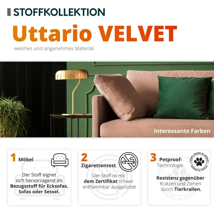 Polsterhocker Bangkok Klein (Farbe: Uttario Velvet 2979) – Bild 5