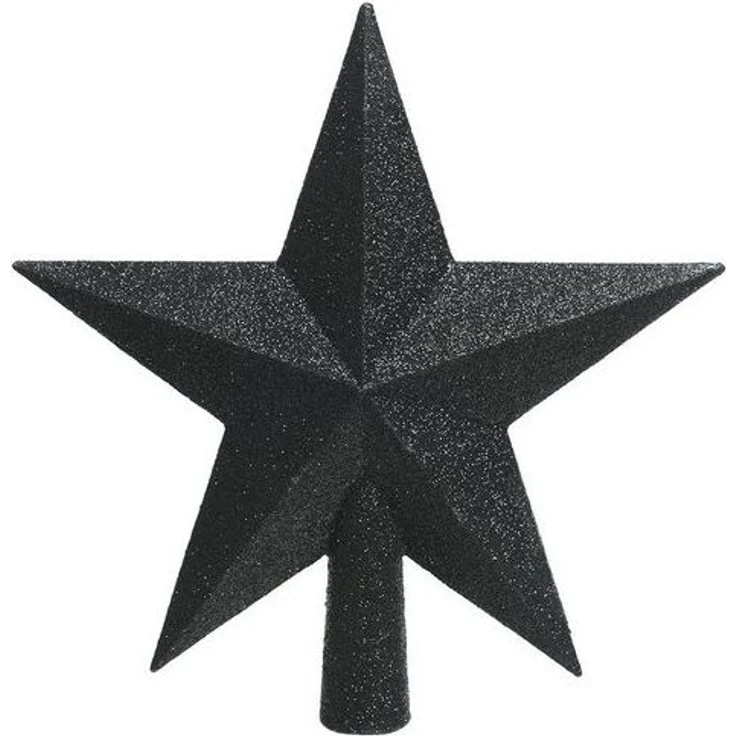Kaemingk Christbaumspitze, Christbaumspitze Stern mit Glitzer 19cm Kunststoff, schwarz – Bild 2