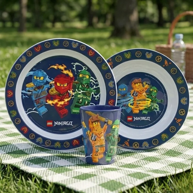 LEGO® Kindergeschirr-Set LEGO Ninjago Kinder Geschirr-Set 3-teilig Teller Schüssel Becher 260 (3-tlg), 1 Personen – Bild 2