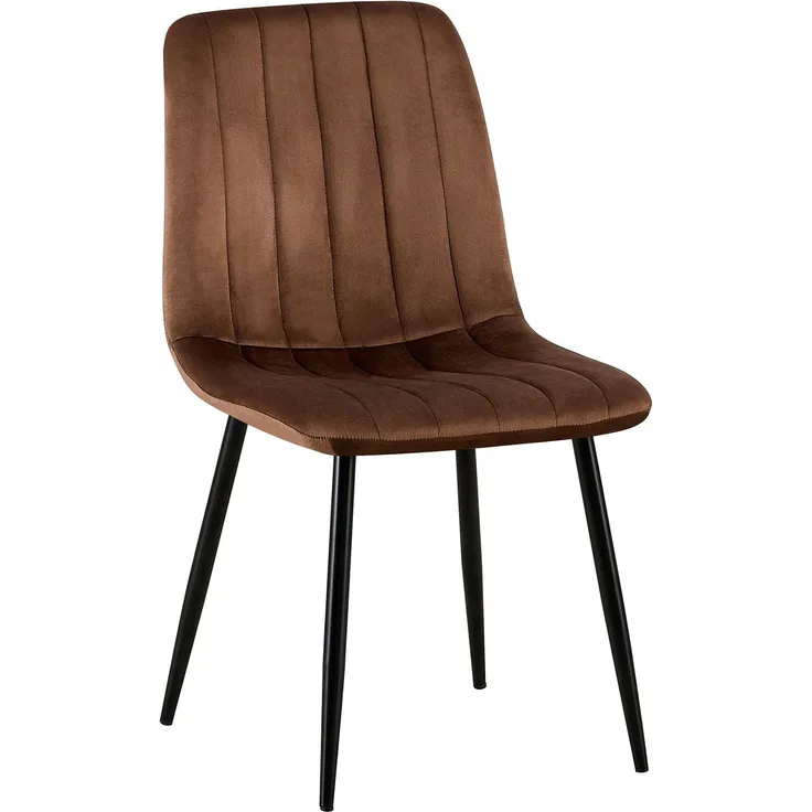 CLP Esszimmerstuhl gepolstert Dijon, mit Ziernähten & Bodenschonern - Farbe:braun;Material:Samt