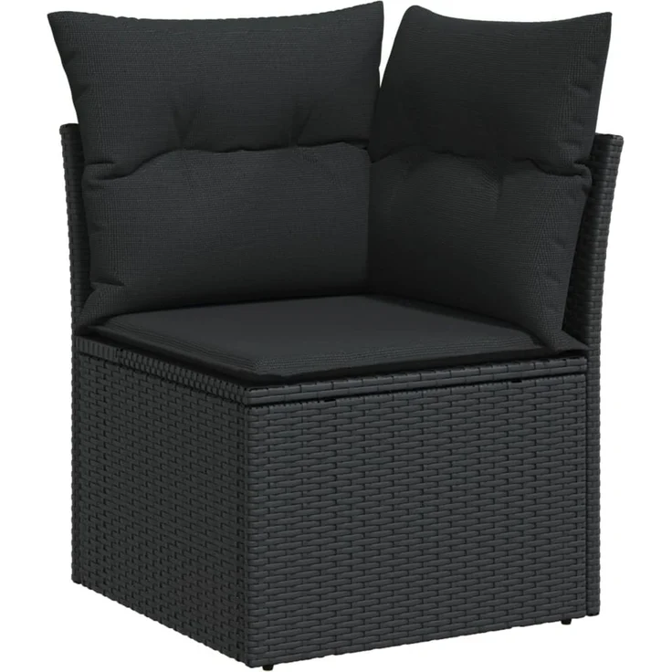 vidaXL 6-tlg. Garten-Sofagarnitur mit Kissen Schwarz Poly Rattan 3266585 – Bild 3