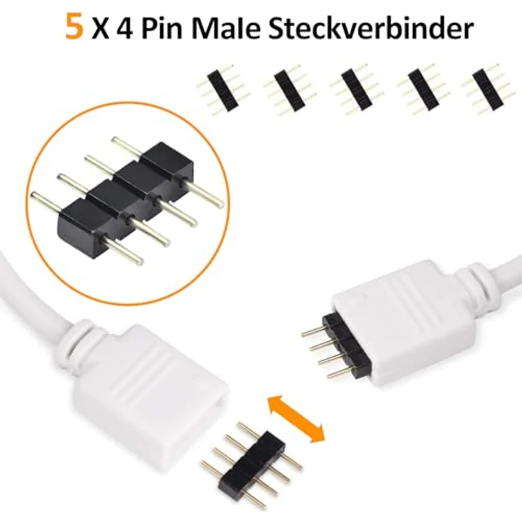 REDTRON LED Strip Verbinder, 10mm 4-Pin RGB 5050 Verlängerungs- und Eckverbinder mit Befestigungsclips, flexibel und ohne Löten – Bild 5