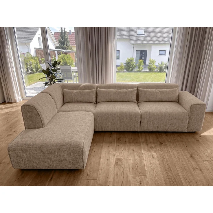 AX LIVING Wohnlandschaft mit Schlaffunktion Ruyam Beige Sofa L – Bild 3
