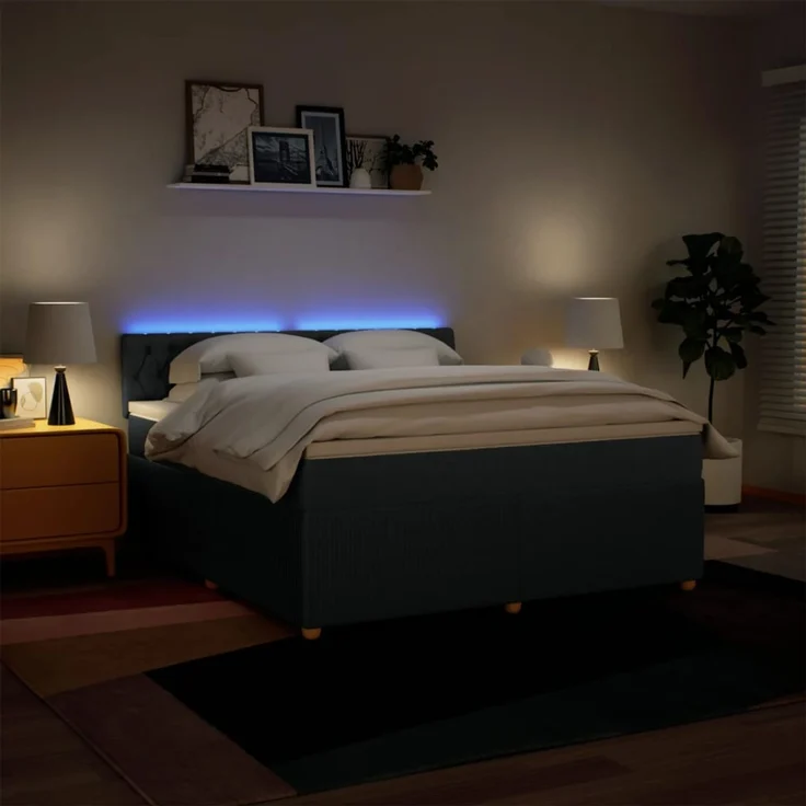 vidaXL Boxspringbett mit Matratze Blau 180x200 cm Stoff 3289848 – Bild 5
