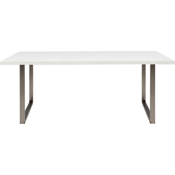 Esstisch >TABLES< in Weiss, U-Metallgestell rohstahl - 180x74,7x90cm (BxHxT)