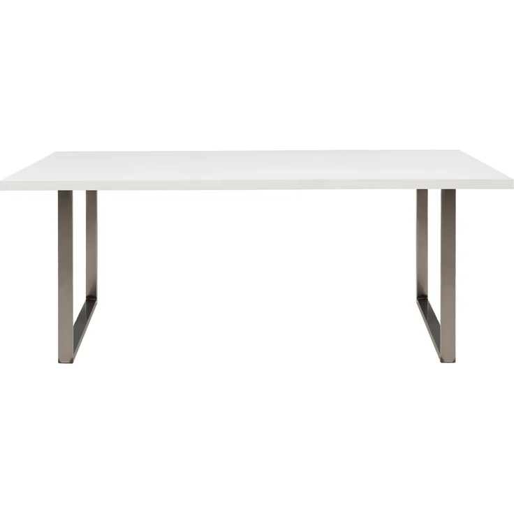 Esstisch >TABLES< in Weiss, U-Metallgestell rohstahl - 180x74,7x90cm (BxHxT) – Bild 1