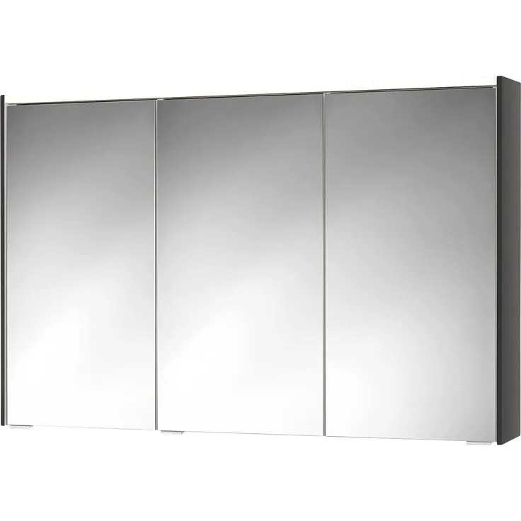 Sieper Spiegelschrank KHX mit LED Beleuchtung 120cm breit, Badezimmer Spiegelschrank aus MDF, mit Steckdose | Anthrazit