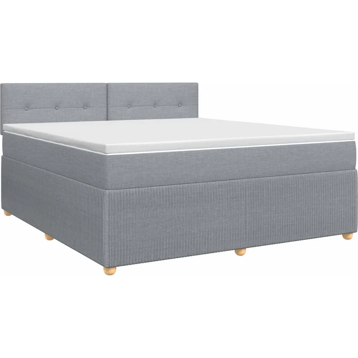 vidaXL Boxspringbett mit Matratze Hellgrau 140 x 190 cm Stoff 3451461 – Bild 2