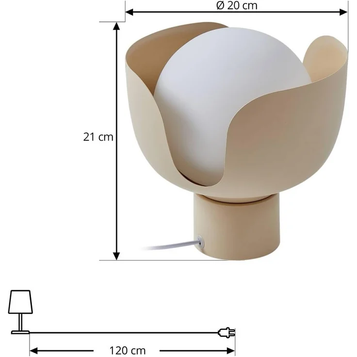 Lindby Tischleuchte Fiora, Metall, Creme IP20, 1 x 15 W LED – Bild 5