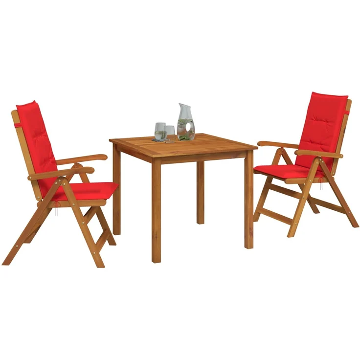 vidaXL 3-teilige Garten-Essgruppe 2-Sitzer Rot Massivholz Akazie 3434594 – Bild 3