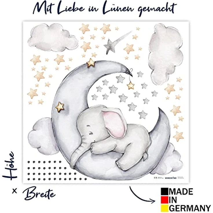 WANDKIND Wandtattoo Elefant auf dem Mond V311 (Elefant), rückstandslos abziehbar – Bild 3