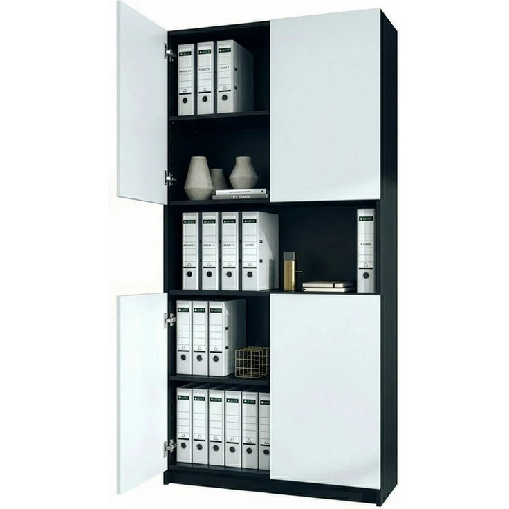 InnoFurn Aktenschrank Elona M2 Büroschrank (Ordnerschrank, Schrank für Büro, Home Office (82 x 184 x 37 cm) Aufbewahrungschrank mit Soft-Close & Push-to-Open – Bild 1