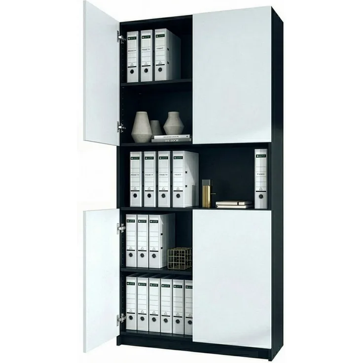 InnoFurn Aktenschrank Elona M2 Büroschrank (Ordnerschrank, Schrank für Büro, Home Office (82 x 184 x 37 cm) Aufbewahrungschrank mit Soft-Close & Push-to-Open