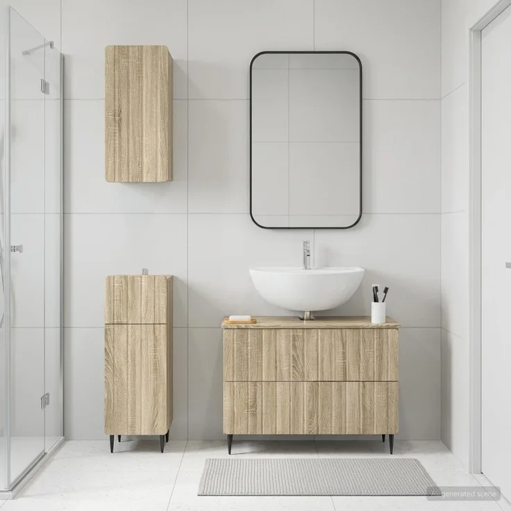 vidaXL 3-teiliges Badezimmer-Schranksystem ZWOLLE Sonoma-Eiche 3417758