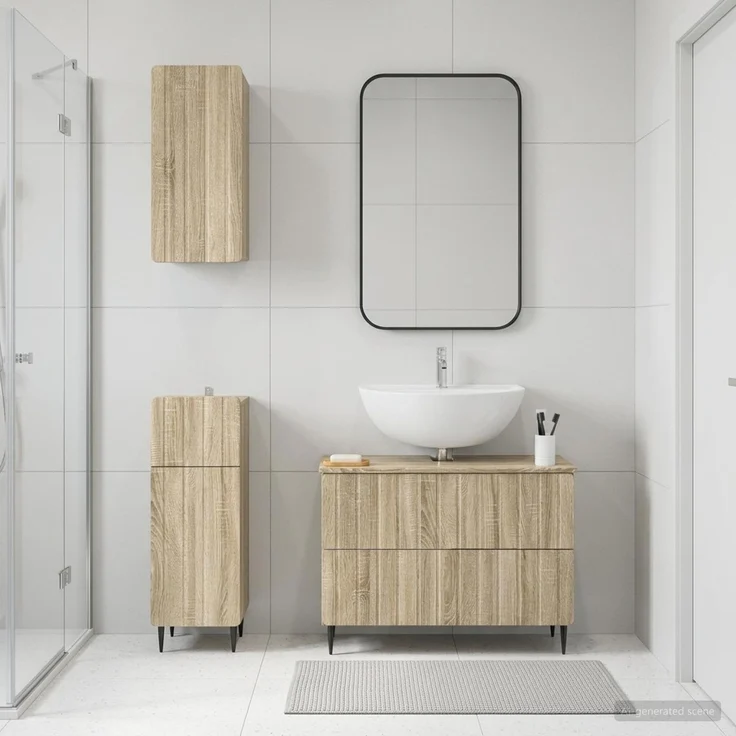 vidaXL 3-teiliges Badezimmer-Schranksystem ZWOLLE Sonoma-Eiche 3417758 – Bild 1