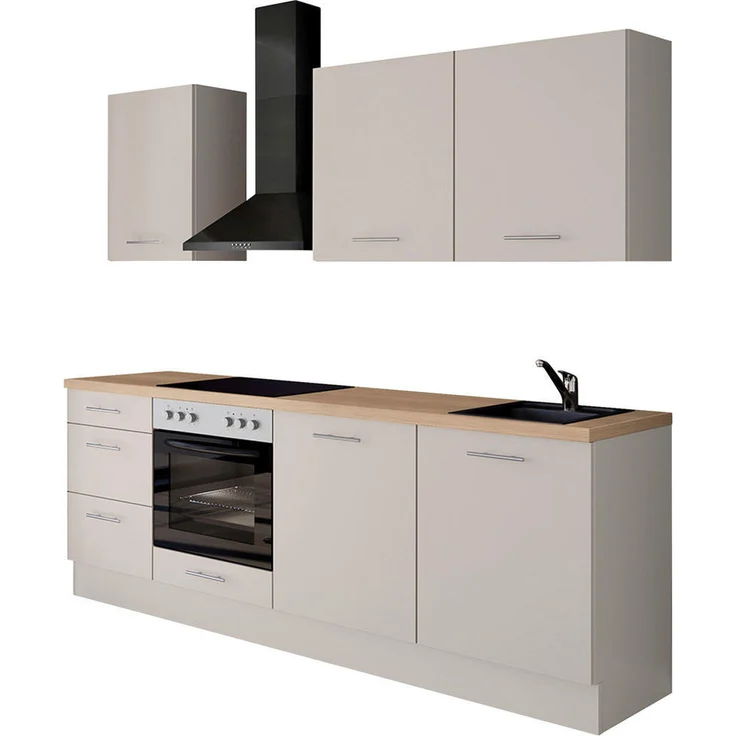 Impuls Küchenleerblock IP 3150, Magnolie, Metall, 3 Schubladen, 230 cm, vormontierter Korpus, Anti-Fingerprint, Made in Germany
